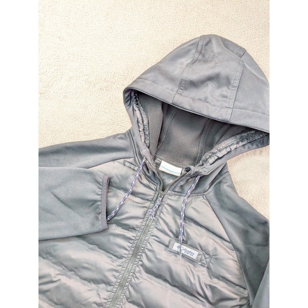 Columbia PFG Mens Black Hybrid Quilted Softshell Hooded Jacket Size Medium